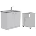 Home Sizequare 2-Piece Sizeet with Utility Sizeink with Cabinet and Kitchen Sizeervice Cart