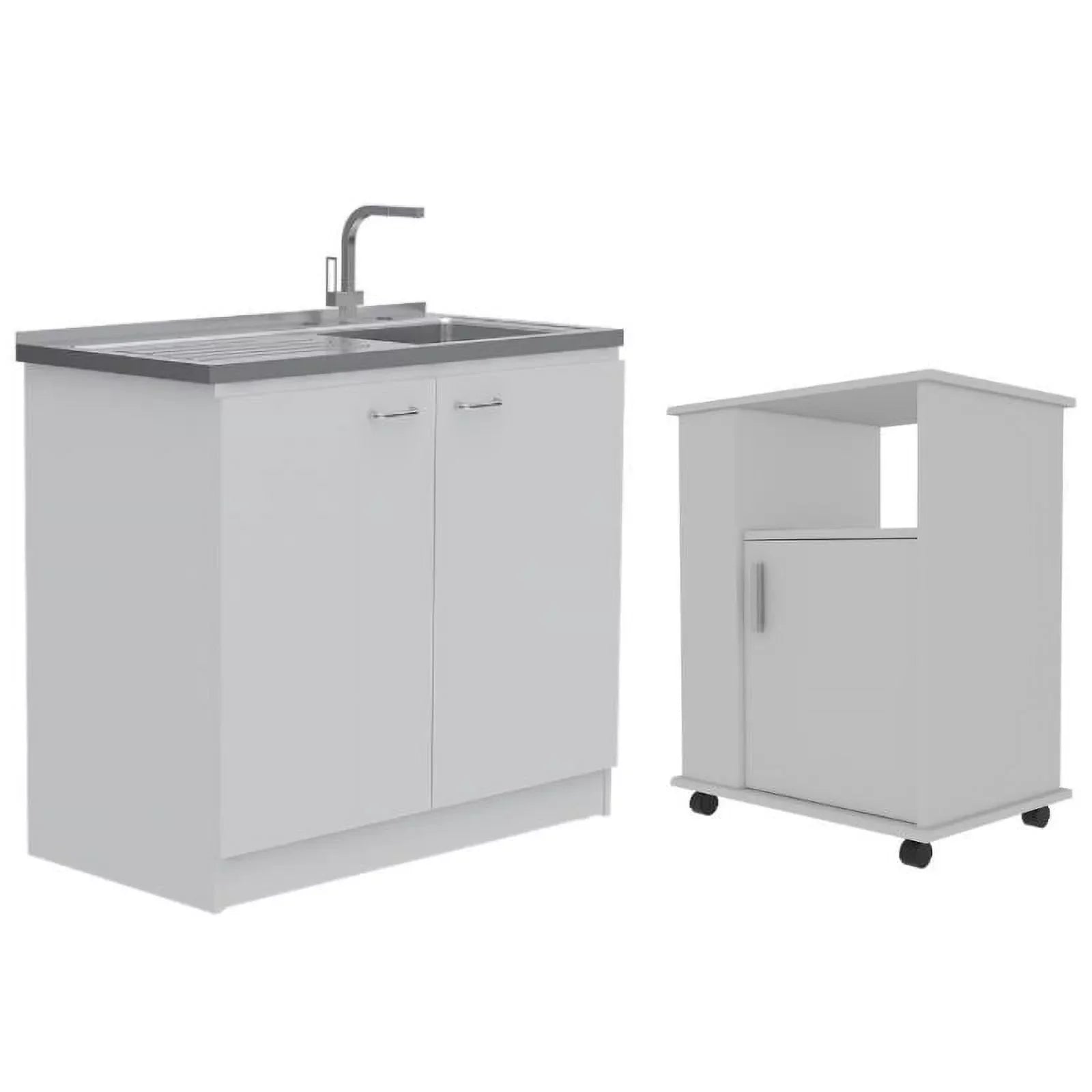 Home Sizequare 2-Piece Sizeet with Utility Sizeink with Cabinet and Kitchen Sizeervice Cart