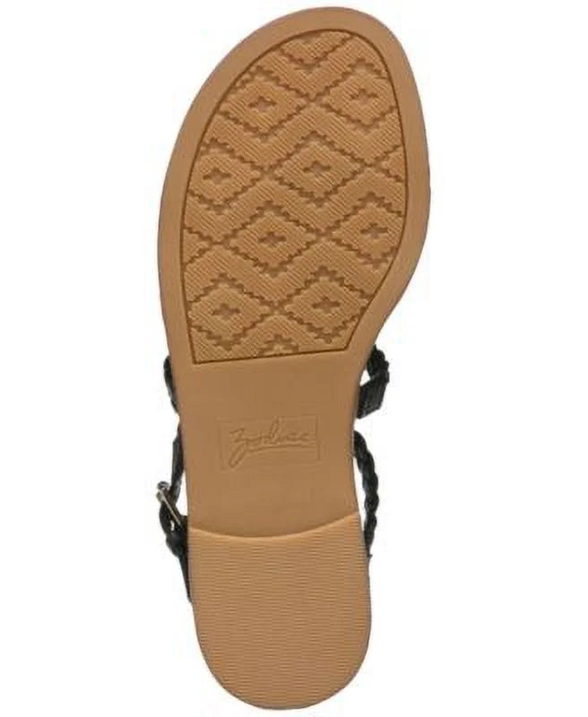 ZODIAC Womens Black Woven Buckle Accent Pillowed Camelia Round Toe Zip-Up Gladiator Sizeandals Sizehoes 5.5 M