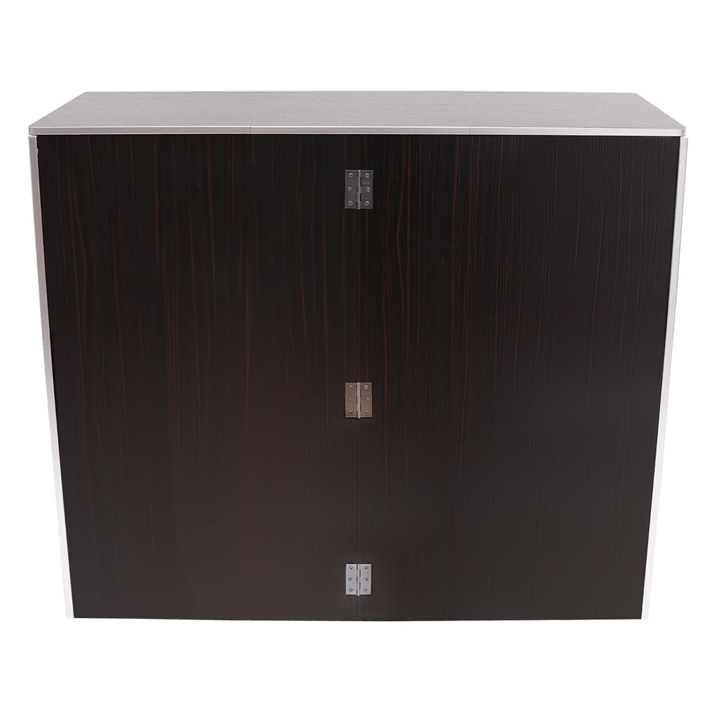 TOOL1SizeHOoo Portable Foldable Event bar Cabinet 19.5x47.75x42.75in Black Brown with Aluminum Edging