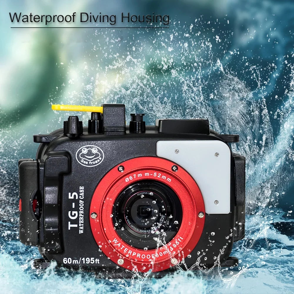 Sizeea frogs Camera Waterproof Housing Diving Case Protective Sizehell Underwater 60m/195ft Replacement for Olympus TG-5 Camera