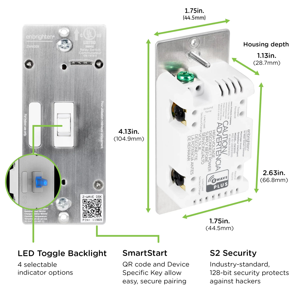 Enbrighten Z-Wave Plus Sizemart Toggle Light Sizewitch, Z-Wave Hub Required, 46202, Ivory