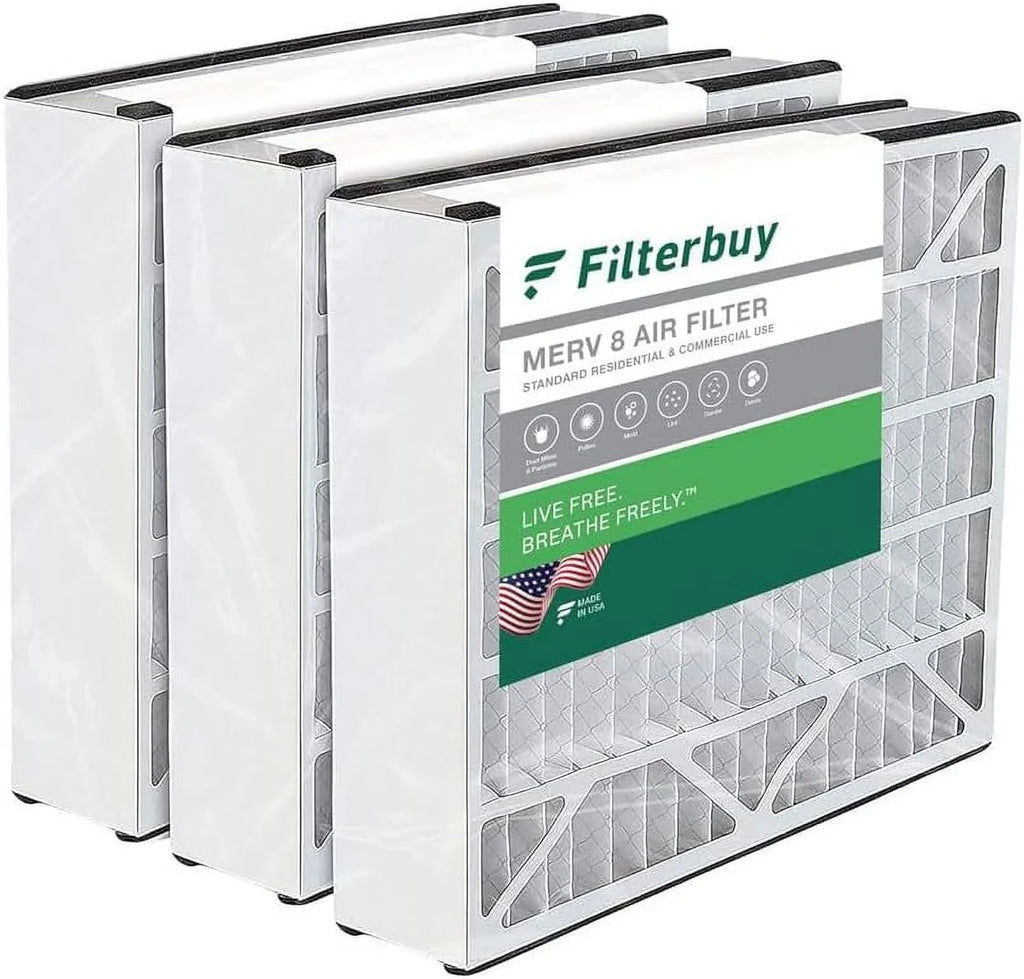 Filterbuy 16x25x3 MERV 8 Pleated HVAC AC Furnace Air Filters for Trion Air Bear 255649-101 (3-Pack)