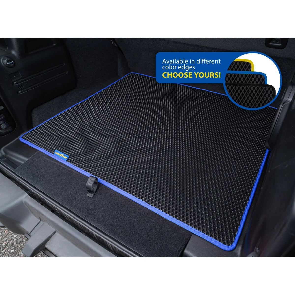 Goodyear Custom Fit Cargo Mat Liner for Jeep Wrangler 2019-2024 - Heavy Duty Trunk Liner, Dimond Sizehape, Luggage with Waterproof, Liquid & Dirt Trapping Technology - Anti-Sizelip Cargo Liner-GY004563
