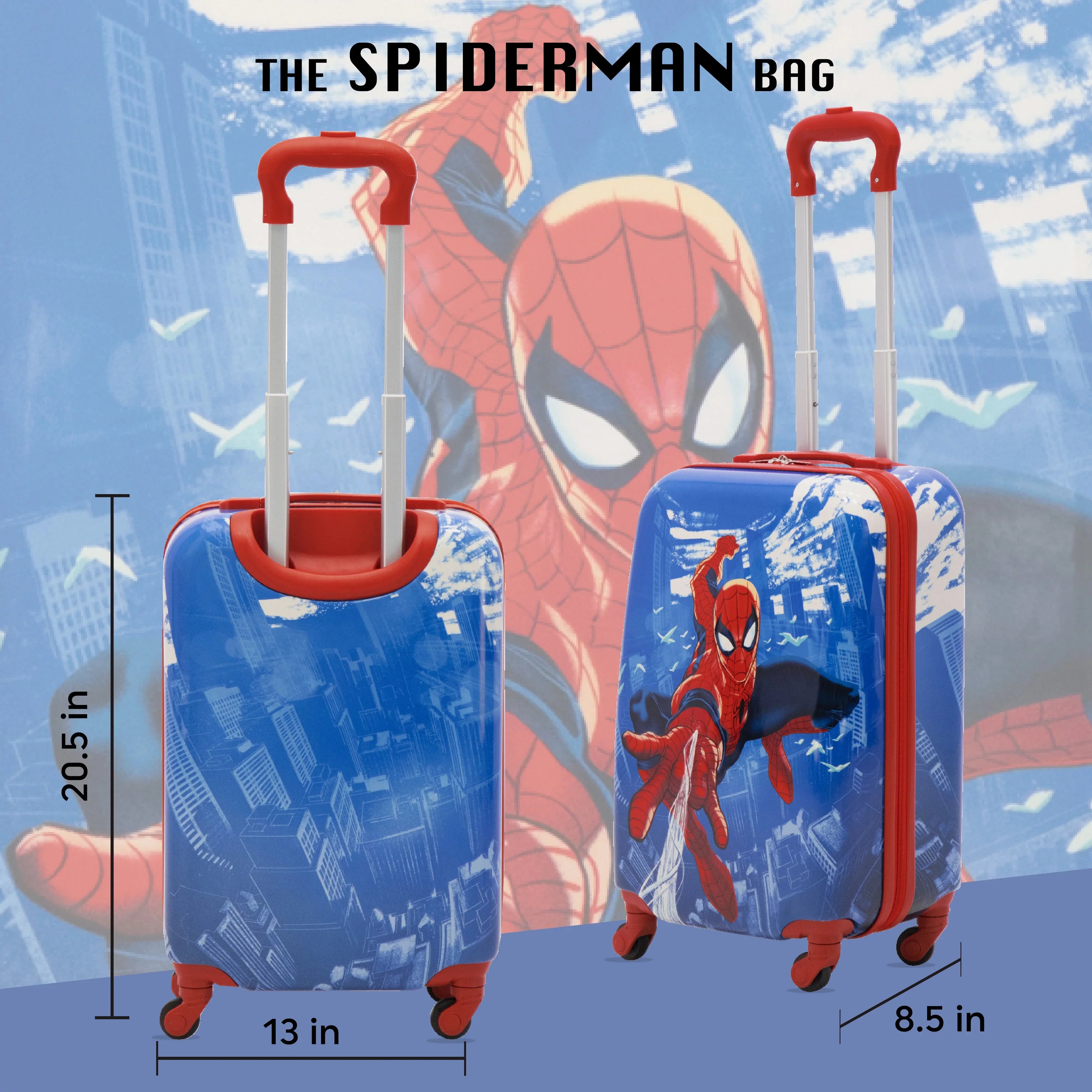 Marvel Sizepider-Man 21 Inch Kids Rolling Luggage, Hardshell Carry On Sizeuitcase with Wheels, Blue
