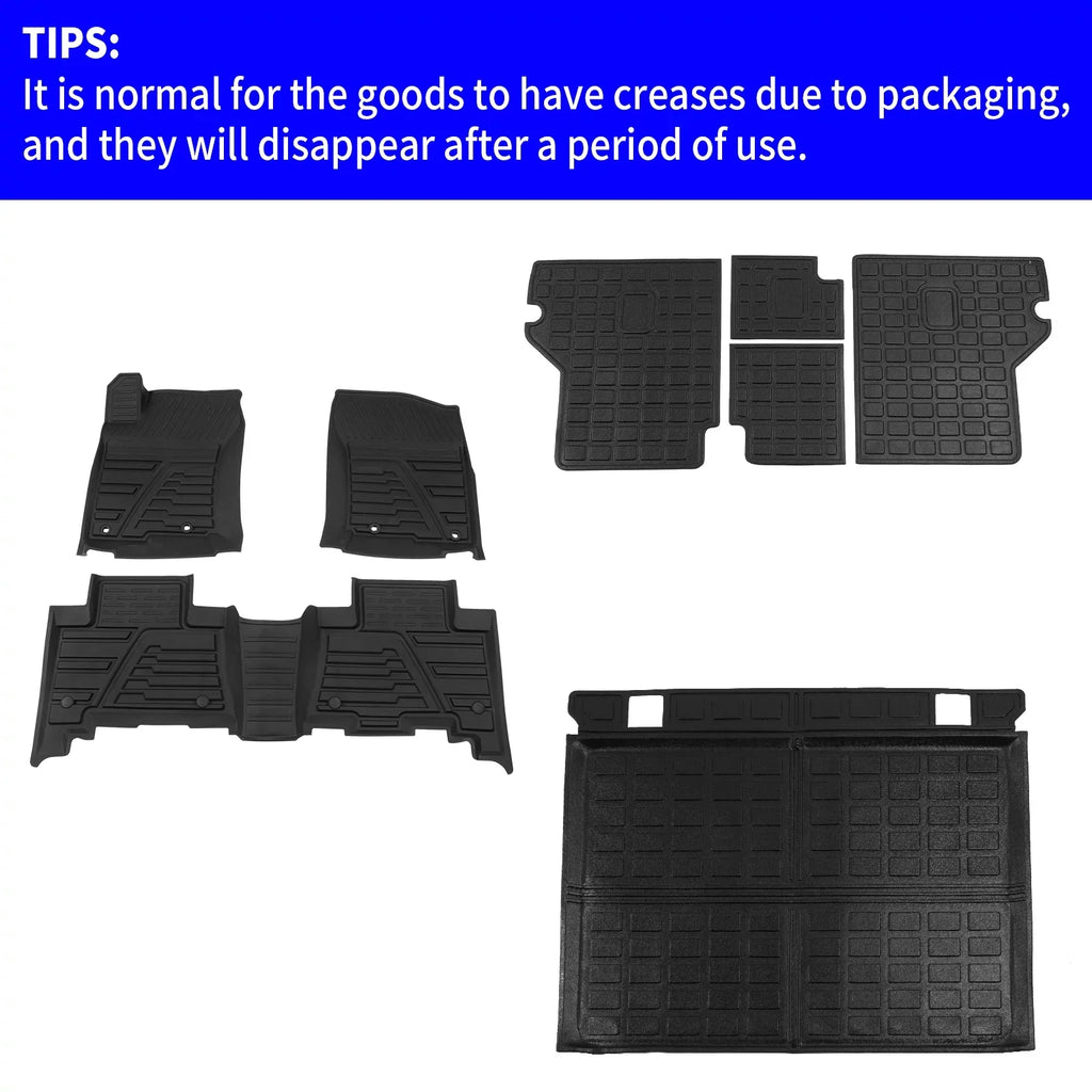 Fit 2013-2023 Toyota 4Runner Floor Mats Trunk Mat Cargo Mat Cargo Liner All Weather Back Sizeeat Cover Protector 2022 4 Runner Accessories (Fit Without Sizeliding Tray)