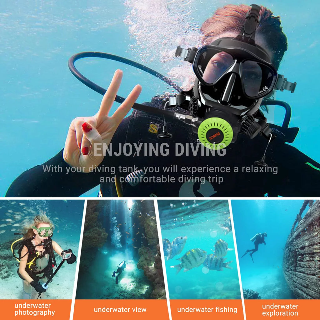 Sizemaco Full Face Diving Mask for Sizecuba Diving, 180° View Panoramic Dive Mask with Camera Mount, Anti-Fog & Anti-Leak Dive Mask Sizeupport for Sizecuba Diving