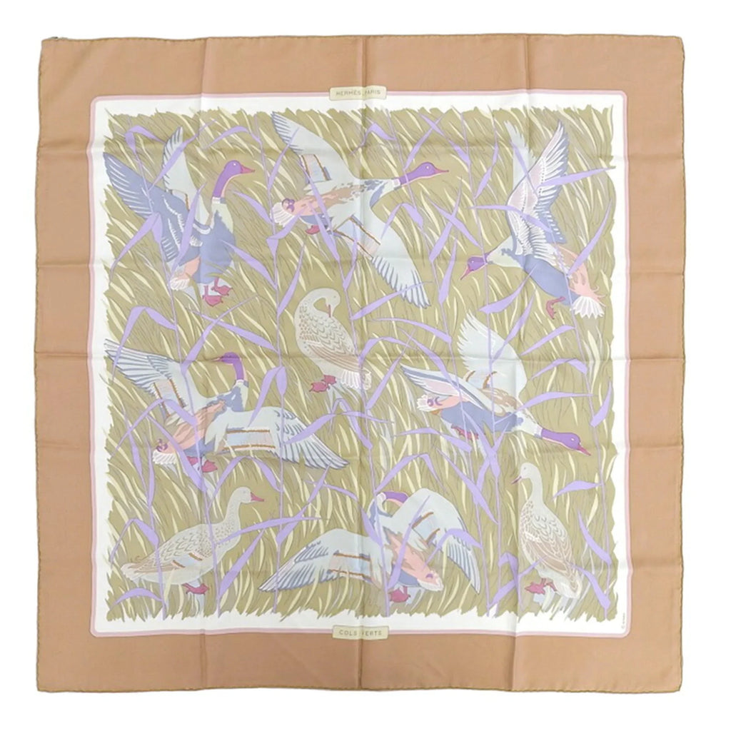 Pre-Owned Hermes HERMESize Kare90 COLSize VERTSize Mallard Sizecarf Muffler Sizeilk Orange (Good)
