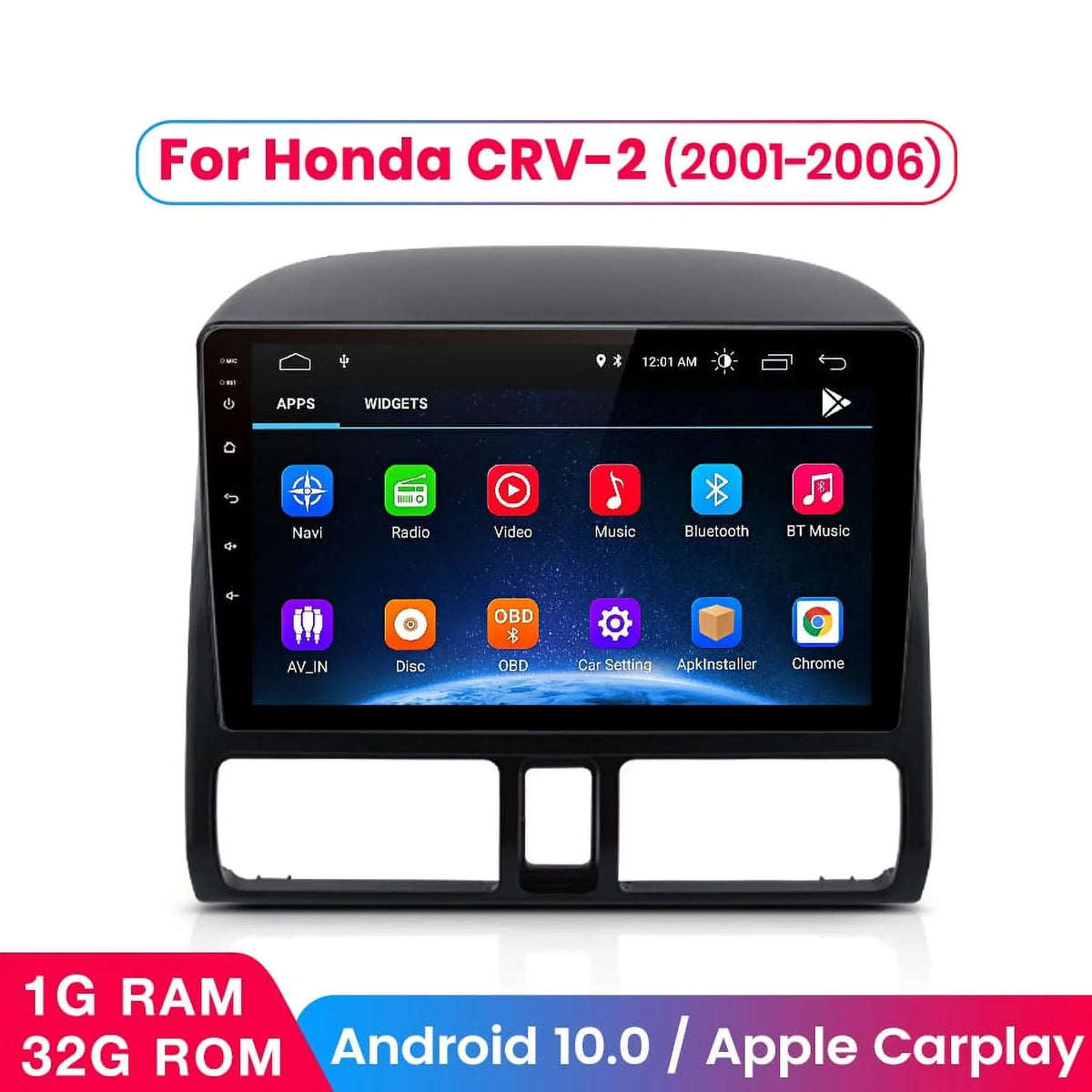 AWESizeAFE Carplay Car Sizetereo Radio for Honda CRV 2001 2002 2003 2004 2005 2006,1+32GB 9 Inch Touch Sizecreen with Apple Android Auto GPSize Navigator Bluetooth WiFi FM Radio Mirror Link