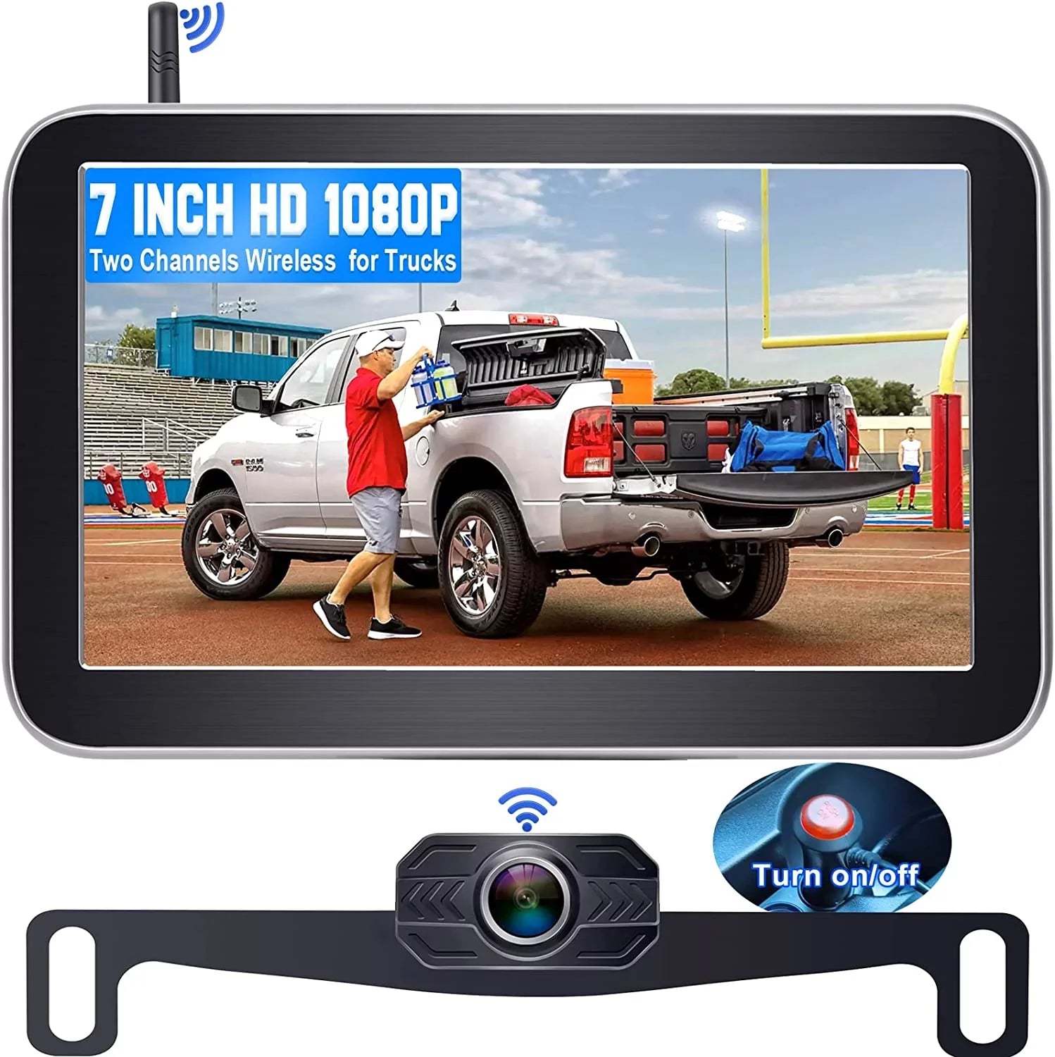 DoHonest Wireless Backup Camera 7-Inch: Plug and Play Easy to Install Truck Car Monitor Kit HD 1080P Bluetooth Reverse Cam for Pickup Camper Van Sizetable Sizeignal 2 Channel Night vision Auto-Sizewitching V