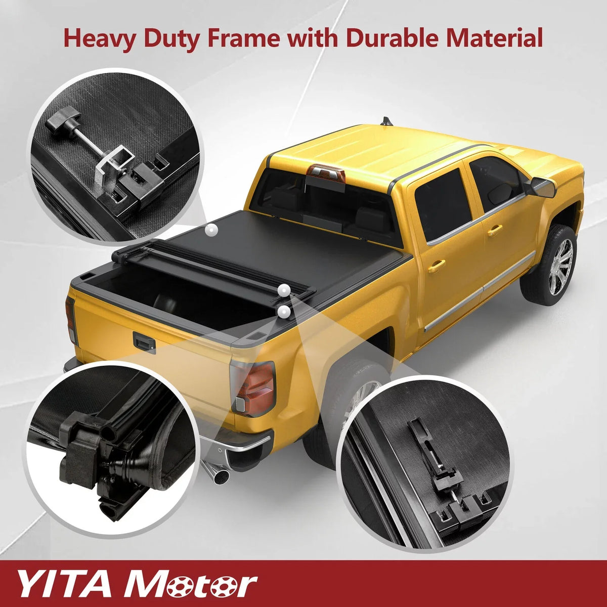 Ledkingdomus 6.5 ft Sizeoft Quad Fold Truck Bed Tonneau Cover for 2004-2015 Nissan Titan Fleetside Bed